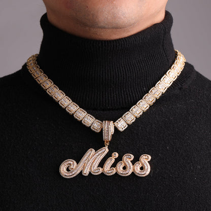 Signature Script Style Iced Out Personalized Custom Name Necklace Pendant - Luxury Custom Jewelry