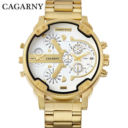 Classic Gold Men's Watch Top Brand Luxury | Large Dial Steel Band Quartz Wristwatch | 2026 Iced Out Watch Style | Relogio Masculino | Caratix - CaratixJewelry