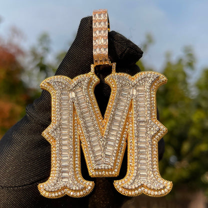 Sharp Cursive Iced Out Initial Custom Name Necklace Pendant - Luxury Custom Jewelry