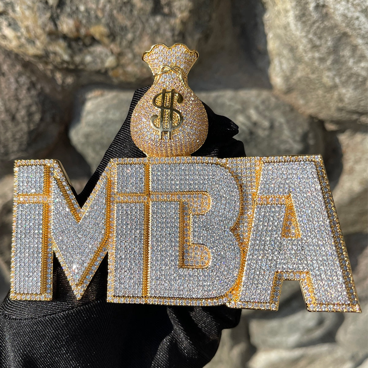 Money Bag Bail Two Layers Iced Out Personalized Custom Name Necklace Pendant – Luxury Hip Hop Jewelry for Men & Women