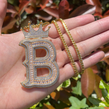 Special Crown Edition Iced Out Initial Custom Name Necklace Pendant - Luxury Custom Jewelry
