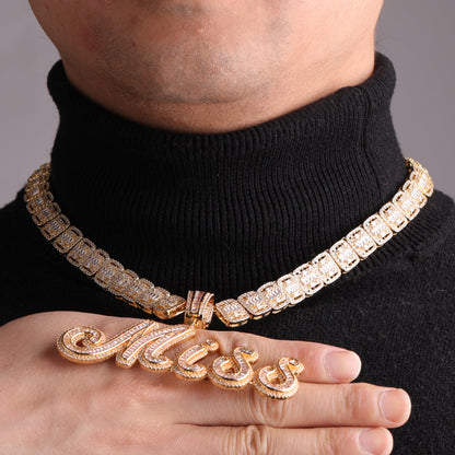 Signature Script Style Iced Out Personalized Custom Name Necklace Pendant - Luxury Custom Jewelry