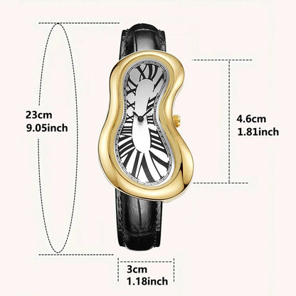 Luxury Melting Twisted Watch | Irregular Shaped Y2K Fashion Clock | Retro Niche Men's Quartz Wristwatch | Ins Style Iced Out Watch | Caratix - CaratixJewelry