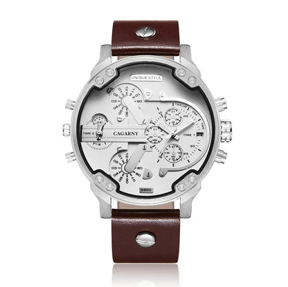 Luxury Top Brand Men's Big Dial Watch | Fashion Leather Band Quartz Wristwatch | Date Function Iced Out Watch | Relogio Masculino 2026 | Caratix - CaratixJewelry