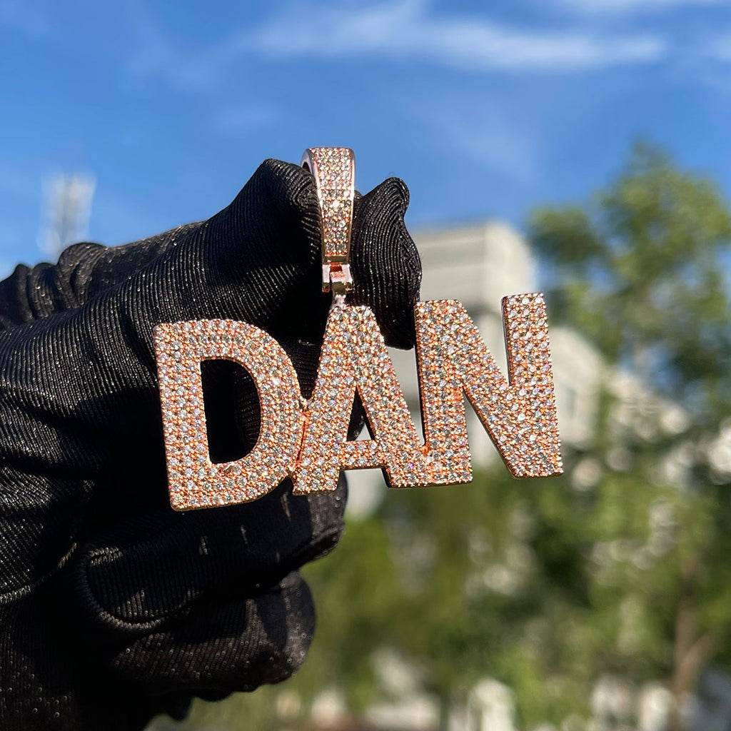 Pure Minimal Iced Out Personalized Custom Name Necklace Pendant 