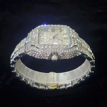 Luxury Square Men's Watch | Hip Hop Bling Bling Iced Out Watch | Stainless Steel Waterproof Fashion Clock | 2026 New Relogio | Caratix - CaratixJewelry