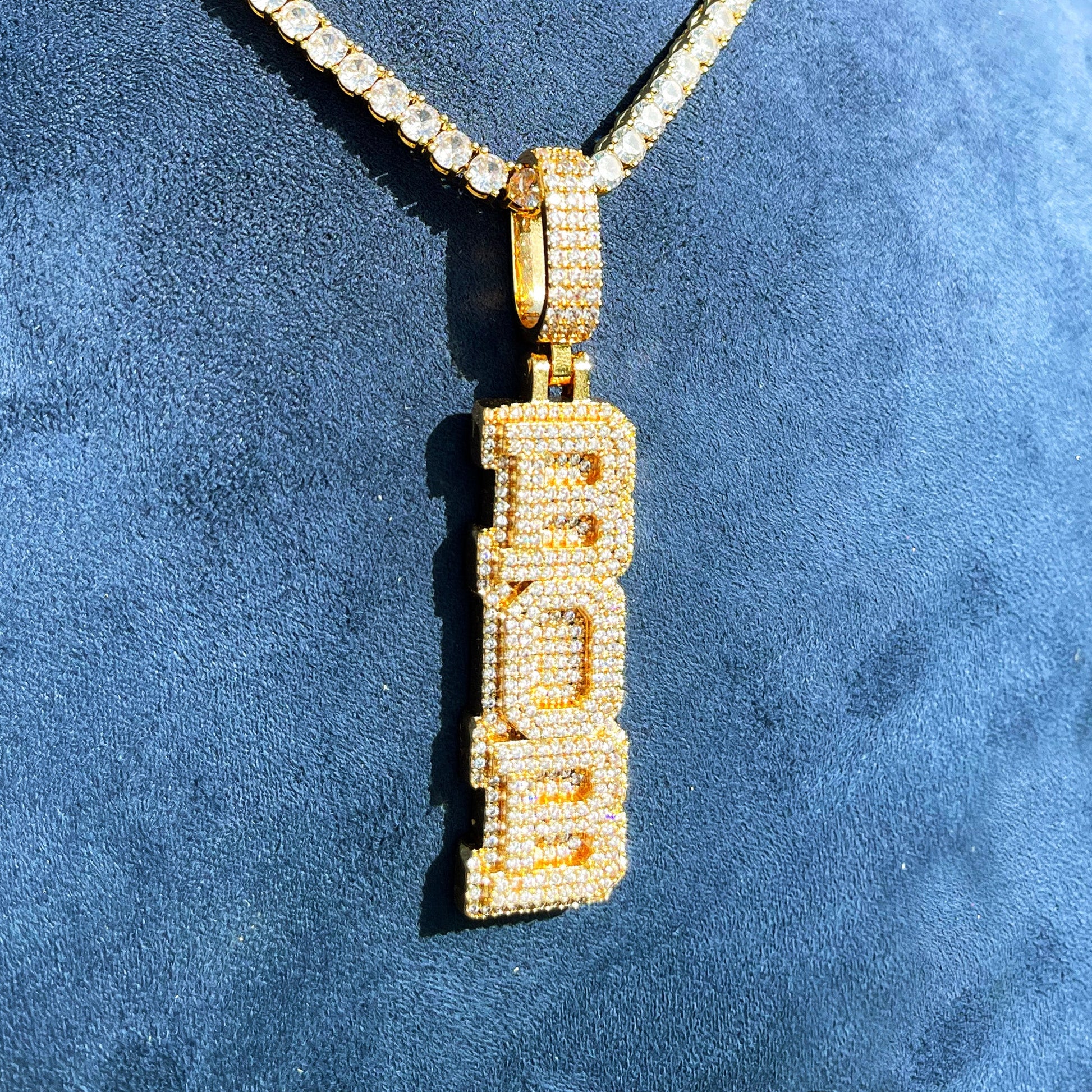 Stacked Letters Iced Out Personalized Custom Name Necklace Pendant 