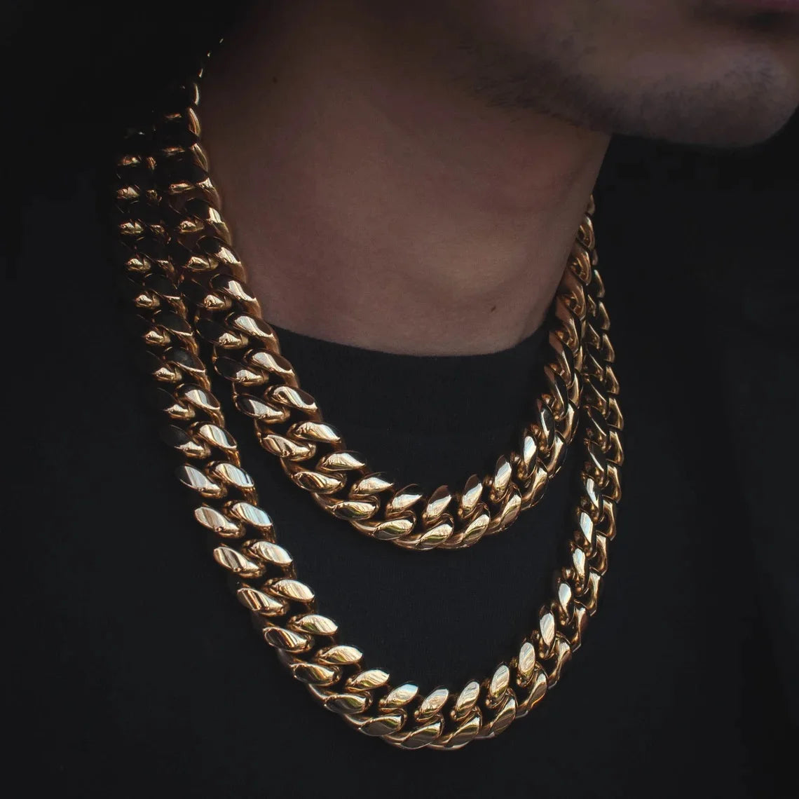 Rainbow Cuban Link Necklace for Men | Stainless Steel Miami Hip Hop Chain 6–16MM