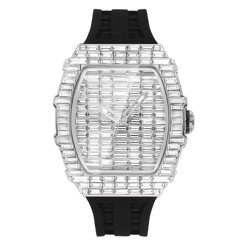 Luxury Black Zircon Tonneau Watch for Men | Unique Rectangular Mille Style Wristwatch | Iced Out Waterproof Clock | 2026 Fashion Dropshipping | Caratix - CaratixJewelry