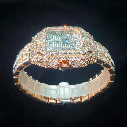 Luxury Square Men's Watch | Hip Hop Bling Bling Iced Out Watch | Stainless Steel Waterproof Fashion Clock | 2026 New Relogio | Caratix - CaratixJewelry