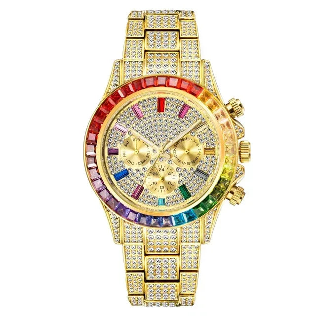 Luxury Six-Pin Men's Watch | Multifunctional Iced Out Watch | Stainless Steel Waterproof Quartz Wristwatch | Calendar Men’s Clock | Caratix - CaratixJewelry