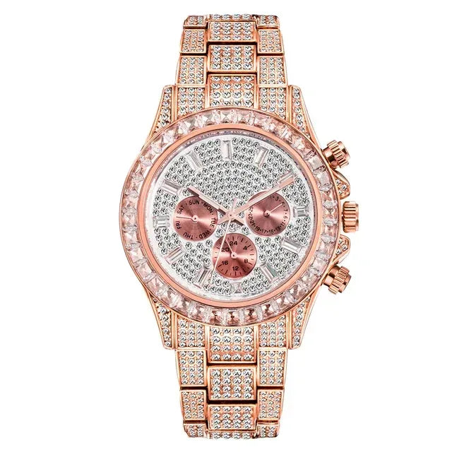 Luxury Six-Pin Men's Watch | Multifunctional Iced Out Watch | Stainless Steel Waterproof Quartz Wristwatch | Calendar Men’s Clock | Caratix - CaratixJewelry