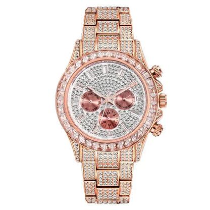 Luxury Six-Pin Men's Watch | Multifunctional Iced Out Watch | Stainless Steel Waterproof Quartz Wristwatch | Calendar Men’s Clock | Caratix - CaratixJewelry