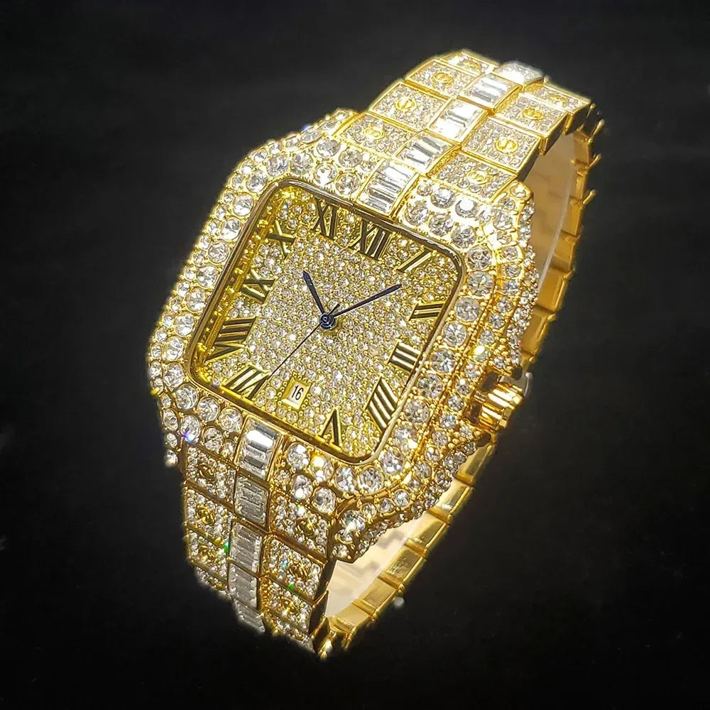 Luxury Square Men's Watch | Hip Hop Bling Bling Iced Out Watch | Stainless Steel Waterproof Fashion Clock | 2026 New Relogio | Caratix - CaratixJewelry