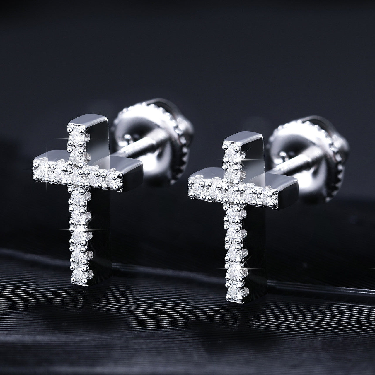 Solid 925 Sterling Silver Genuine VVS Diamond Iced Cross Hip Hop Earrings – Bold Iced Jewelry