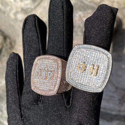 Iced Out Custom Letters Diamond Ring – Luxury Hip Hop Jewelry for Men & Women
