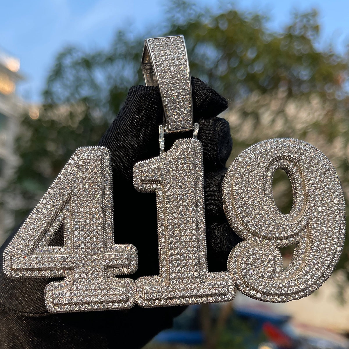 Collar con colgante personalizado con nombre personalizado, con claridad de diamante transparente y sólido helado