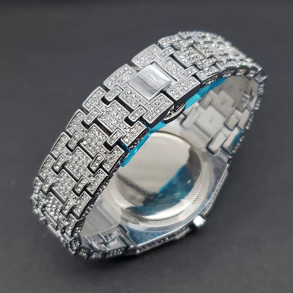 Octagonal Luxury Men's Watch with Big Zircon Bezel | Iced Out Quartz Hip Hop Hand Clock | Unique Dropshipping Watch | Caratix - CaratixJewelry