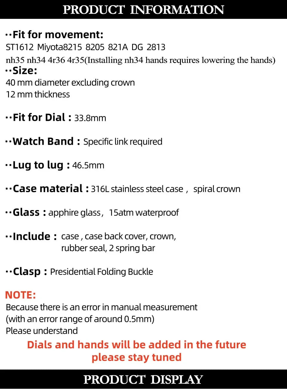 40mm Land-Dweller Watch Case & Strap Set | 316L Stainless Steel 15ATM Waterproof | Sapphire Glass Mod Part for NH35 Miyota 8215 | Caratix - CaratixJewelry