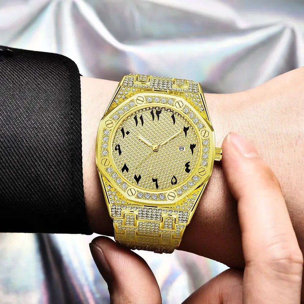 Luxury Full Iced Out Watch for Men | New Top Brand Hip Hop Quartz Wristwatch | Male Gold Silver Clock | 2026 Relogio Masculino | Drop Shipping | Caratix - CaratixJewelry