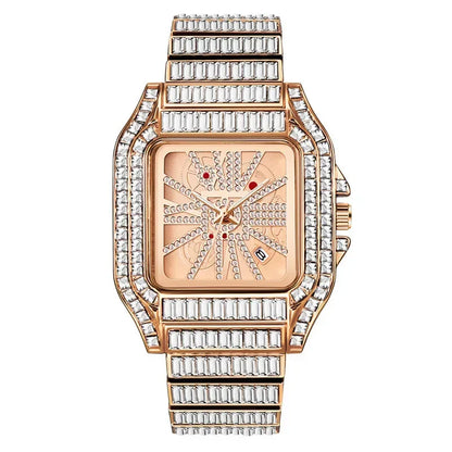Full Iced Out Watch for Men | Luxury Hip Hop Gold Silver Wristwatch | Calendar Quartz Man Clock | 2026 Relogio Masculino | Drop Shipping | Caratix - CaratixJewelry