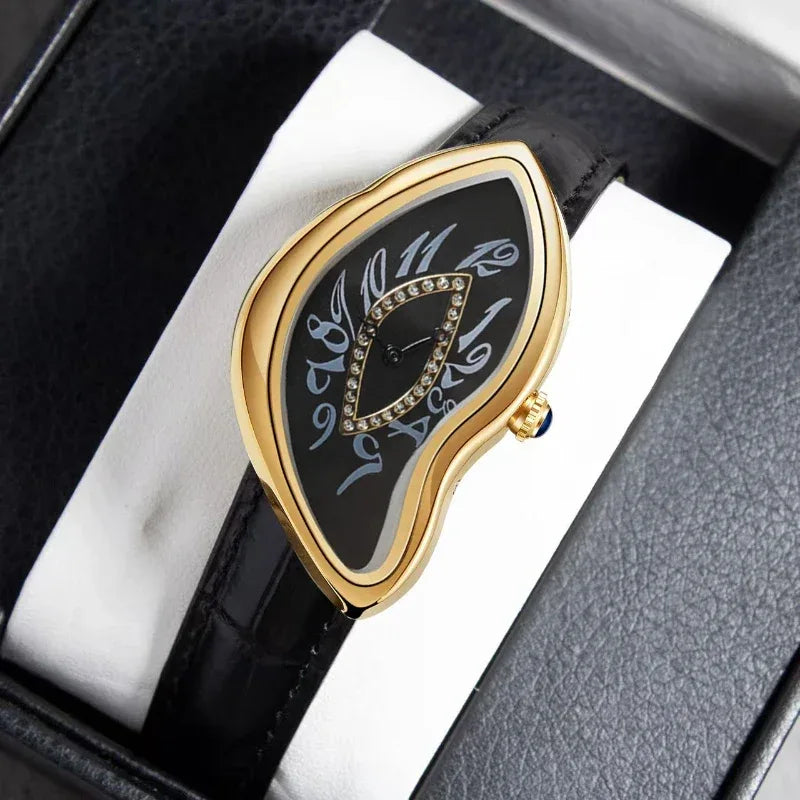 Luxury Alien-Inspired Twisted Men's Watch | Gothic Punk Y2K Iced Out Watch | Vintage Irregular Women's Niche Design | Quartz Punk Clock | Caratix - CaratixJewelry