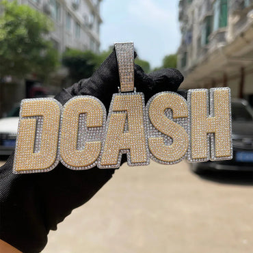 Clear Luxury Two Tone Iced Out Personalized Custom Name Necklace Pendant - Premium Custom Jewelry - CaratixJewelry
