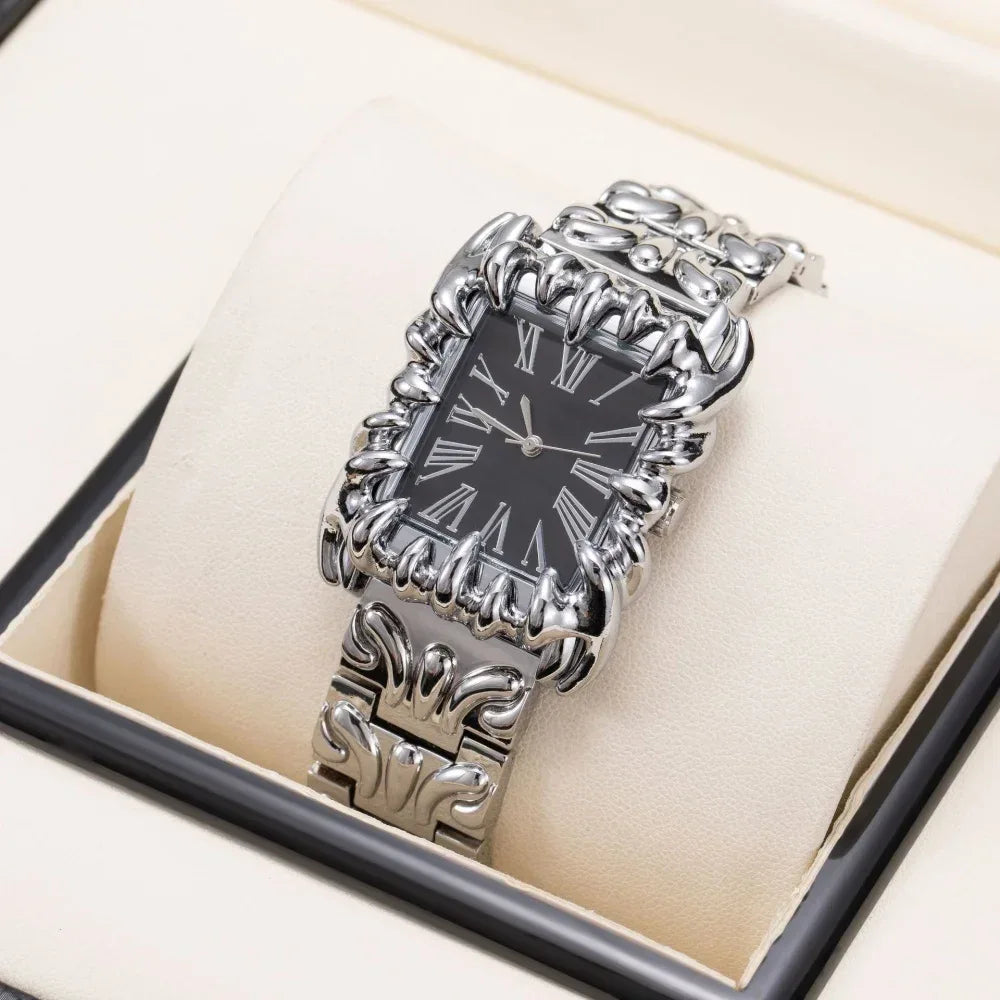 Luxury Claw Design Watch for Men & Women | Square Alabaster Roman Numeral Wristwatch | Iced Out Watch Gift | 2026 Relogio Dropshipping | Caratix - CaratixJewelry