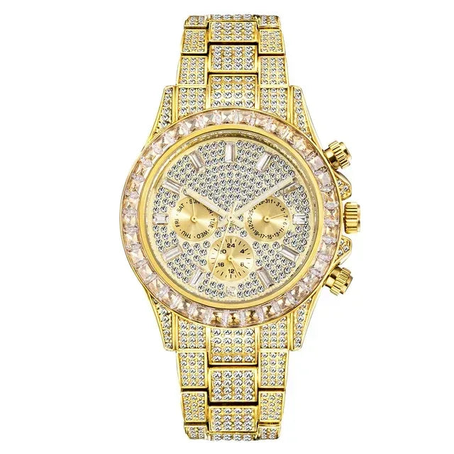 Luxury Six-Pin Men's Watch | Multifunctional Iced Out Watch | Stainless Steel Waterproof Quartz Wristwatch | Calendar Men’s Clock | Caratix - CaratixJewelry