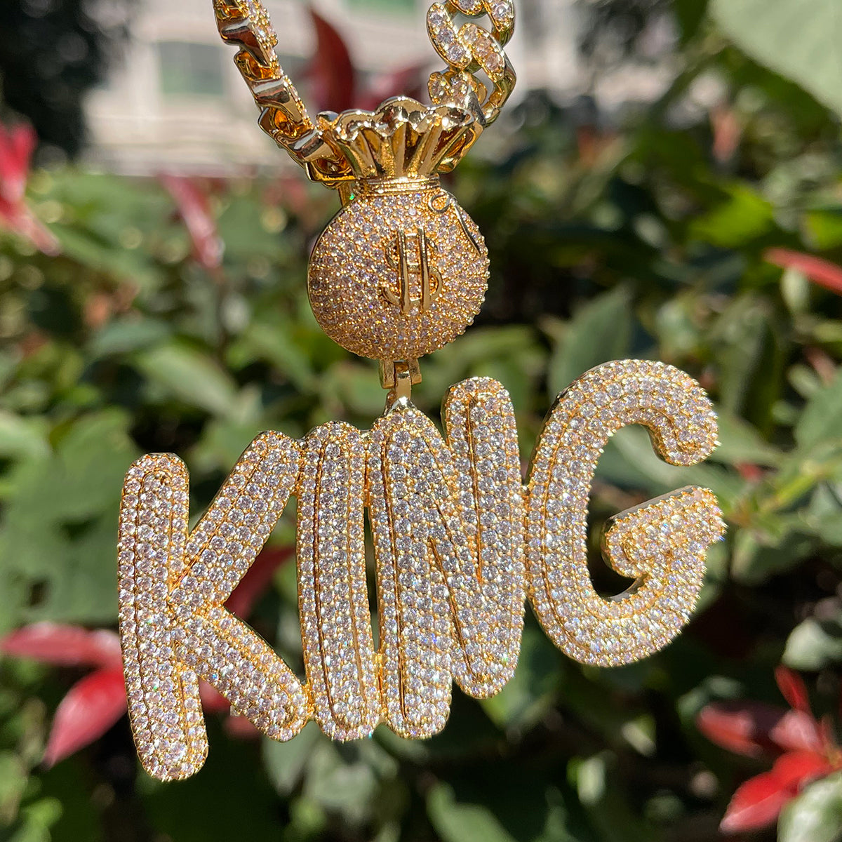 Bag Chaser Drip Iced Out Personalized Custom Name Necklace Pendant - Luxury Custom Jewelry