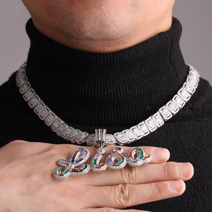 Signature Script Style Iced Out Personalized Custom Name Necklace Pendant - Luxury Custom Jewelry