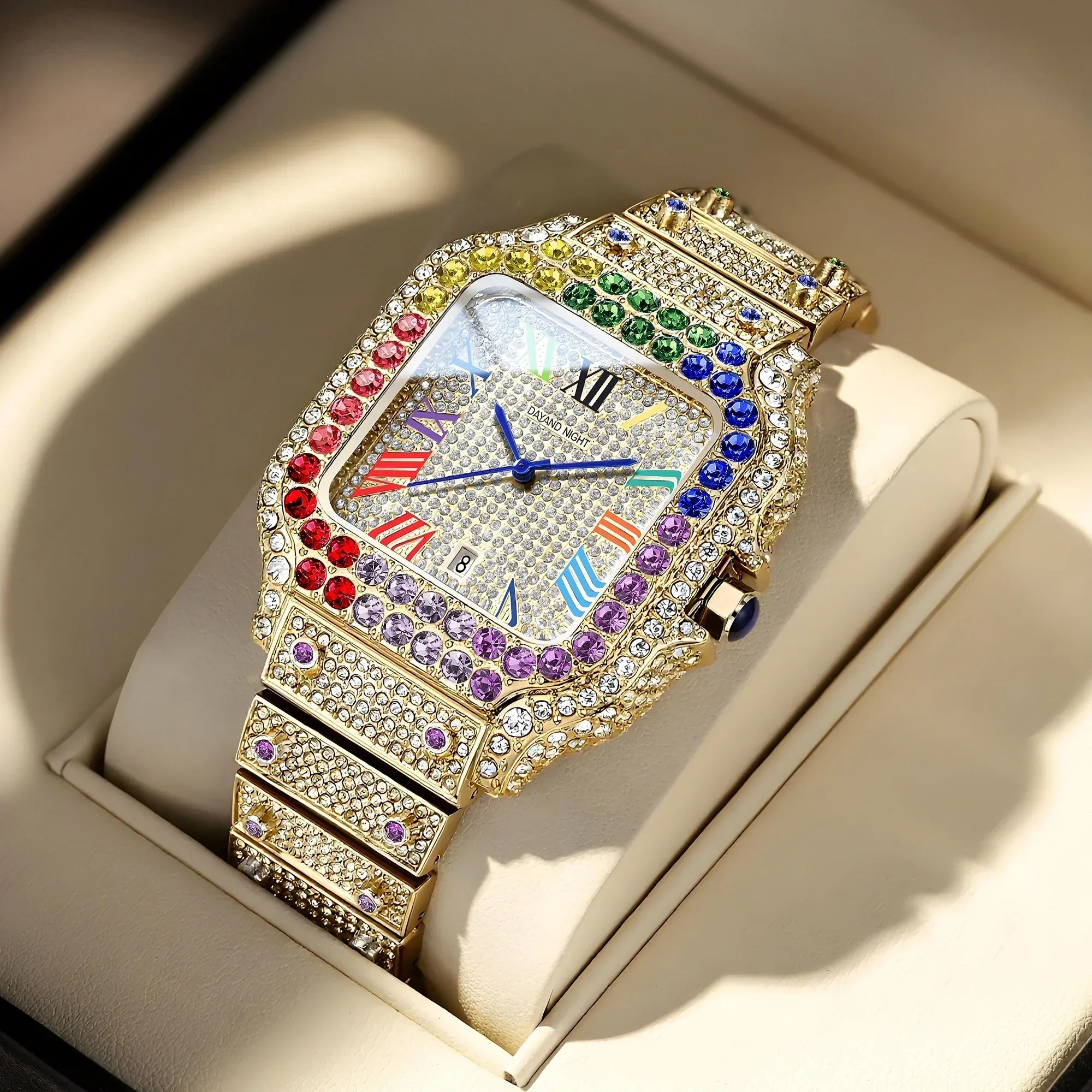 Luxury Full Moissanite Iced Out Watch | Men & Women’s Quartz Watch | Roman Numerals Party Clock | Passes Tester | Caratix - CaratixJewelry