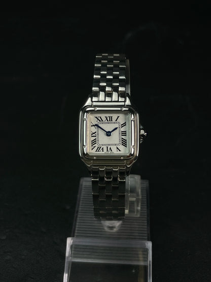 Classic Square Couple's Watch Set | Roman Numerals Luxury Iced Out Watch | Men & Women’s Stainless Steel Quartz | 2026 Trendy Gift | Caratix - CaratixJewelry