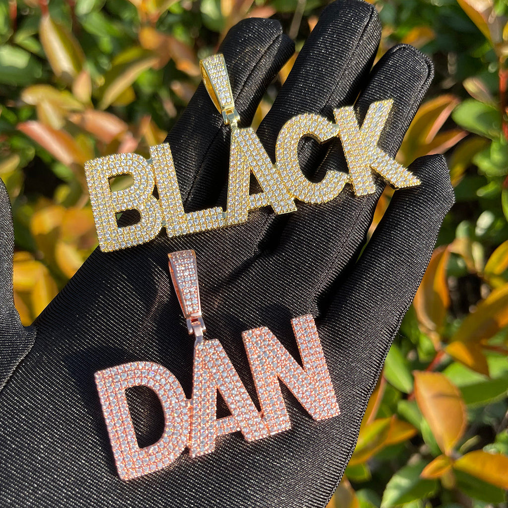 Pure Minimal Iced Out Personalized Custom Name Necklace Pendant 
