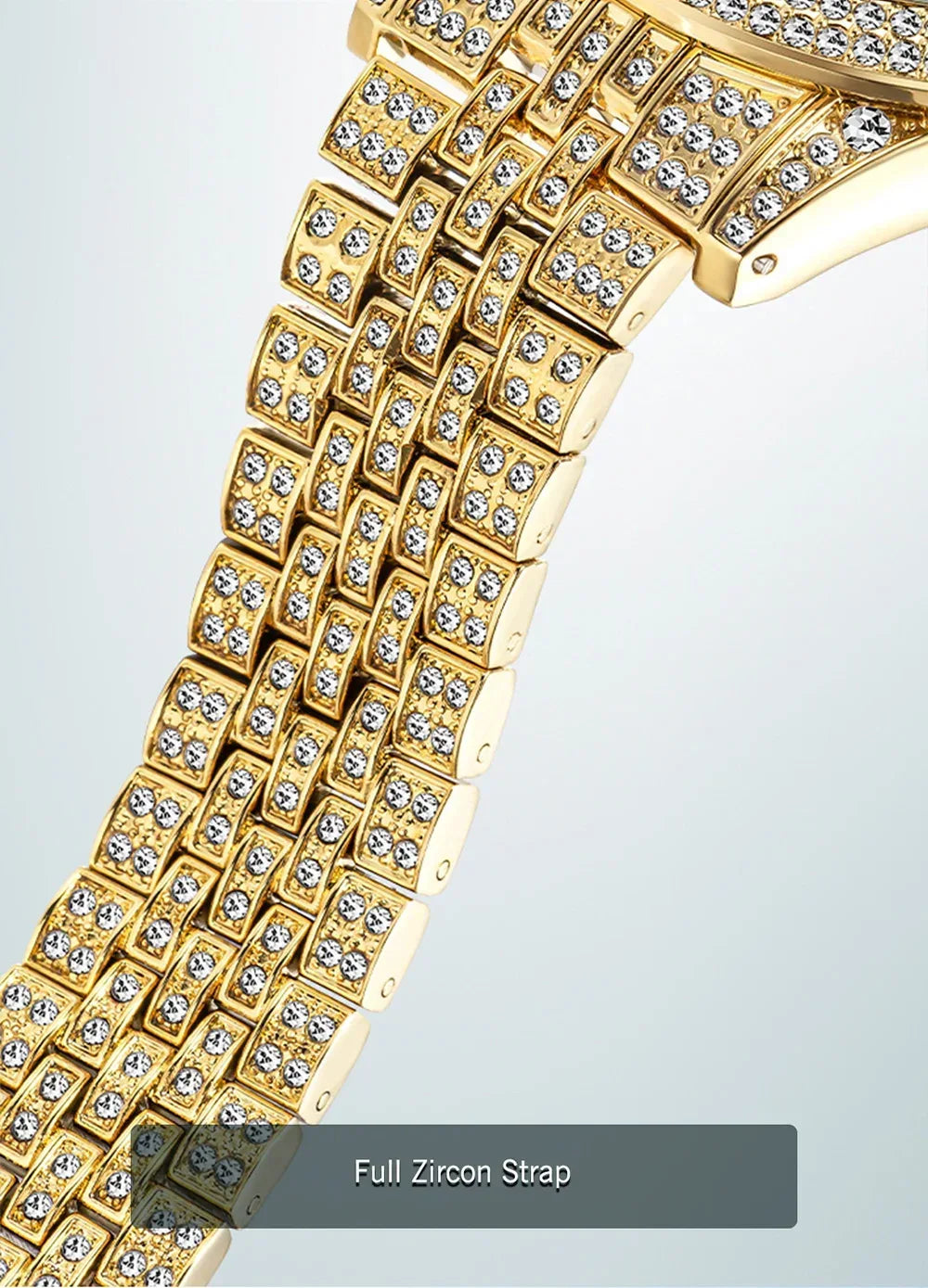 Luxury 18K Gold Men's Iced Out Watch | Full Stainless Steel Wristwatch | Luminous Waterproof Calendar Clock | Caratix - CaratixJewelry