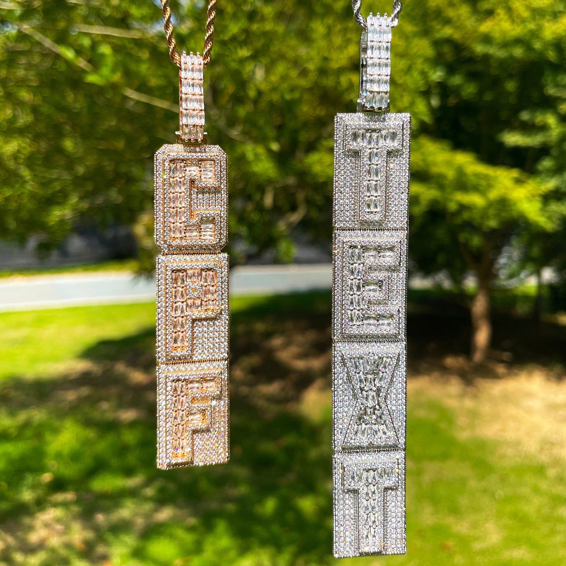 Stacked v2 Iced Out Personalized Custom Name Necklace Pendant 