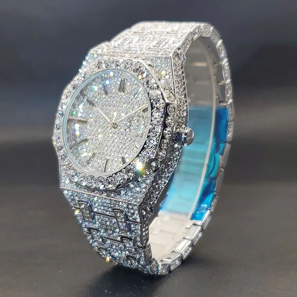 Octagonal Luxury Men's Watch with Big Zircon Bezel | Iced Out Quartz Hip Hop Hand Clock | Unique Dropshipping Watch | Caratix - CaratixJewelry