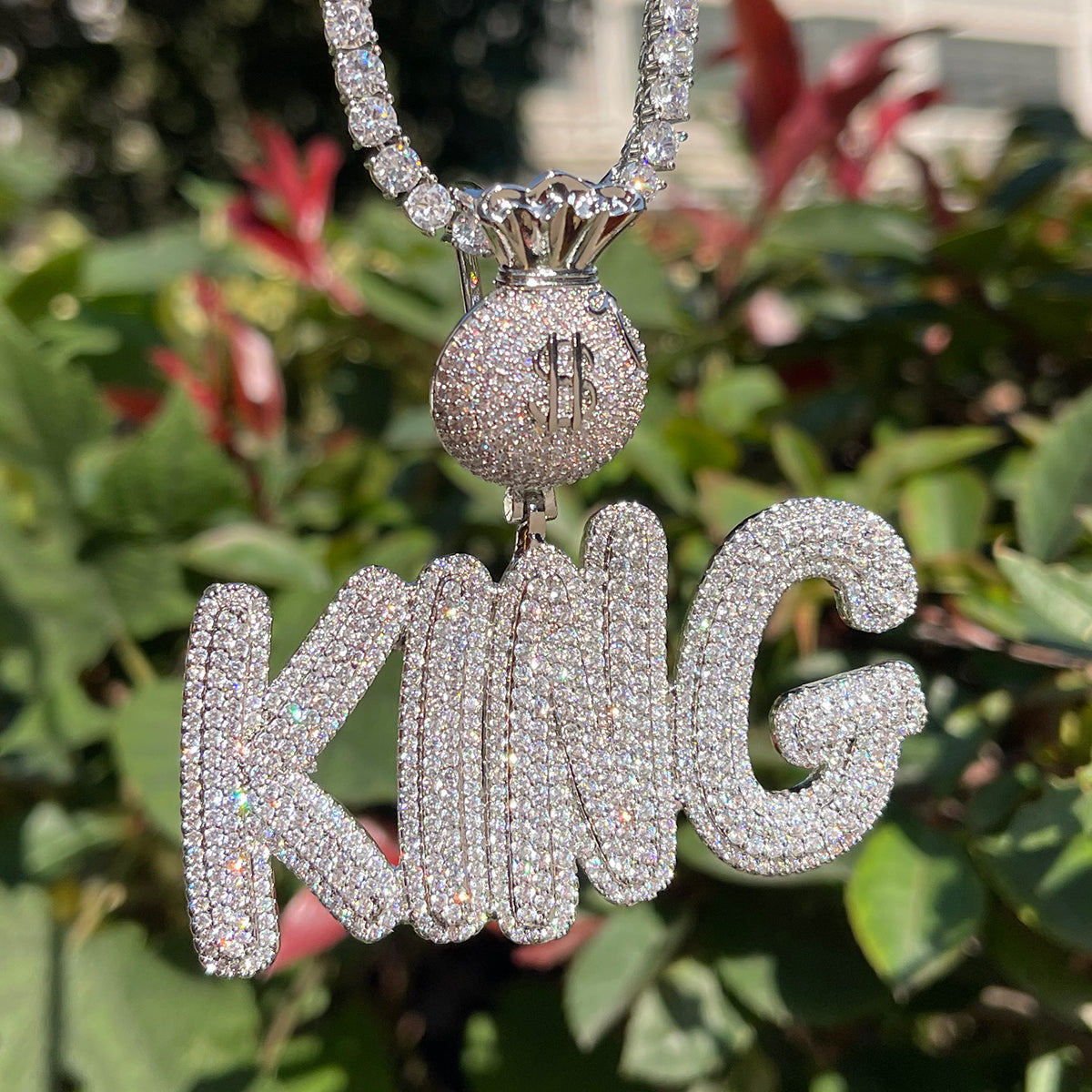 Bag Chaser Drip Iced Out Personalized Custom Name Necklace Pendant - Luxury Custom Jewelry