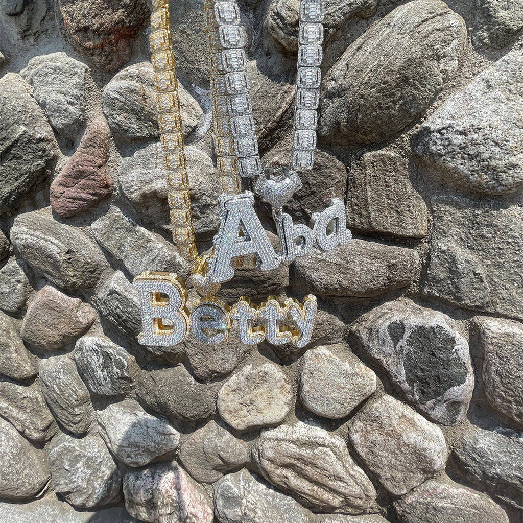 Charming Glow Heart Bail Iced Out Personalized Custom Name Necklace Pendant