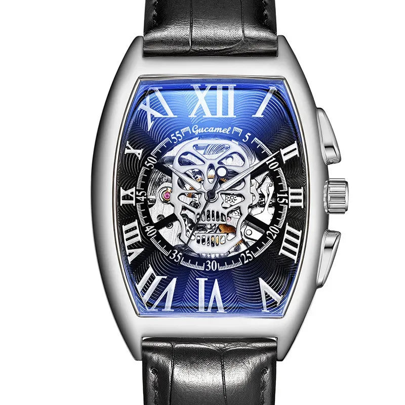 Luxury Tonneau Skull Automatic Watch for Men | Hollow Tourbillon Mechanical Wristwatch | Leather Strap Iced Out Watch | 2026 Male Gift Drop Shipping | Caratix - CaratixJewelry