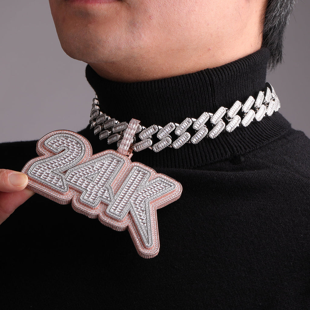 Lux Design Two Layers Iced Out Personalized Custom Name Necklace Pendant