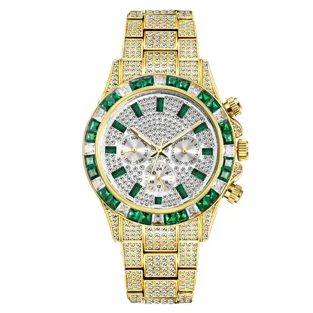 Luxury Six-Pin Men's Watch | Multifunctional Iced Out Watch | Stainless Steel Waterproof Quartz Wristwatch | Calendar Men’s Clock | Caratix - CaratixJewelry