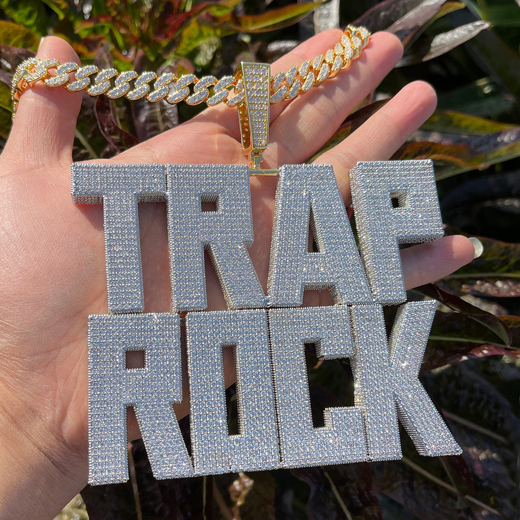 Solid Edition Iced Out Personalized Custom Name Necklace Pendant 