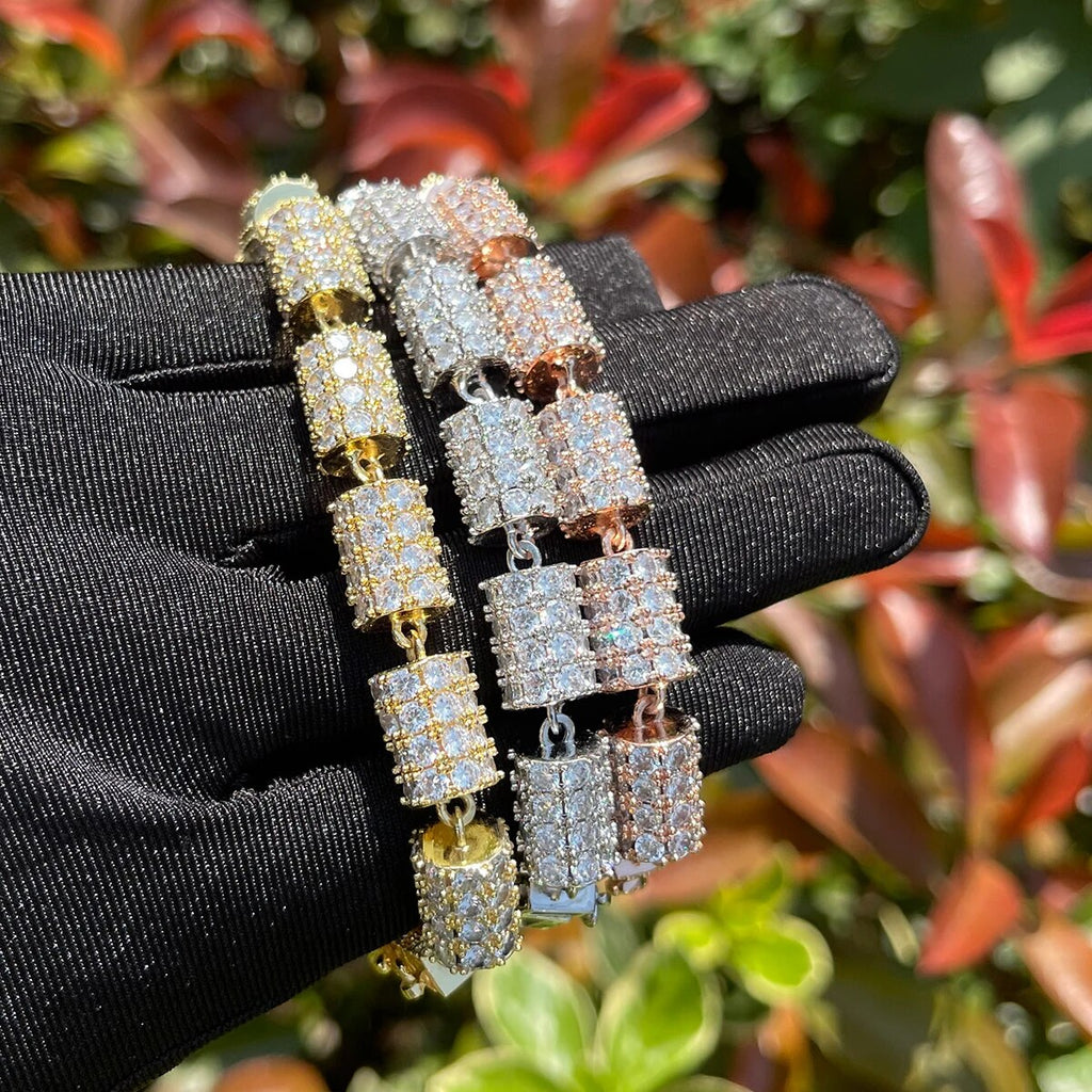 10MM Cylindrical Iced Diamond Bracelet