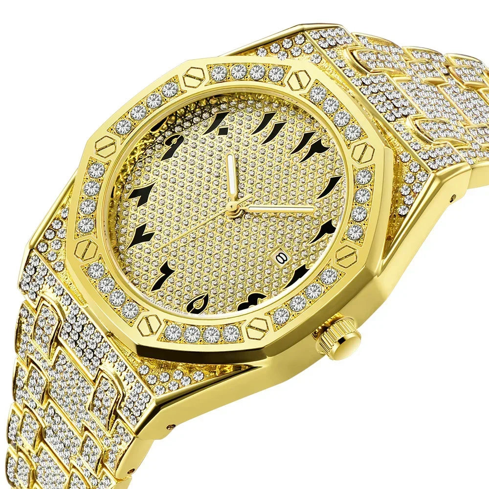 Luxury Full Iced Out Watch for Men | New Top Brand Hip Hop Quartz Wristwatch | Male Gold Silver Clock | 2026 Relogio Masculino | Drop Shipping | Caratix - CaratixJewelry