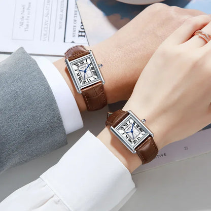 Luxury Couple's Watch Set for Women & Men | Elegant Leather Strap Quartz Wristwatch | Waterproof Iced Out Watch Style | 2026 New Fashion Gift | Caratix - CaratixJewelry