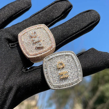 Iced Out Custom Letters Ring – Luxury Hip Hop Jewelry for Men & Women - CaratixJewelry