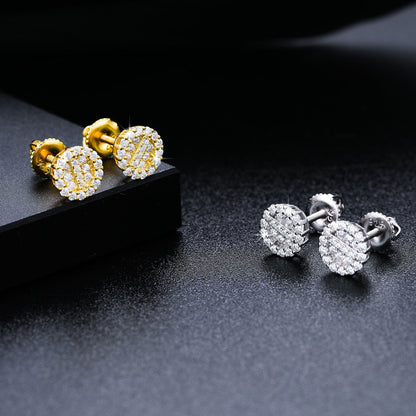 Luxury 925 Silver 15K Gold Genuine VVS Diamond Ice Cluster Hip Hop Earrings – Iced Out Jewelry