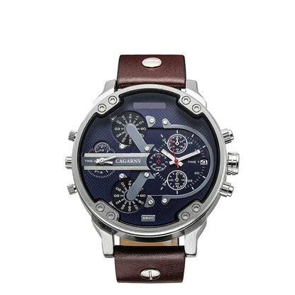 Luxury Top Brand Men's Big Dial Watch | Fashion Leather Band Quartz Wristwatch | Date Function Iced Out Watch | Relogio Masculino 2026 | Caratix - CaratixJewelry