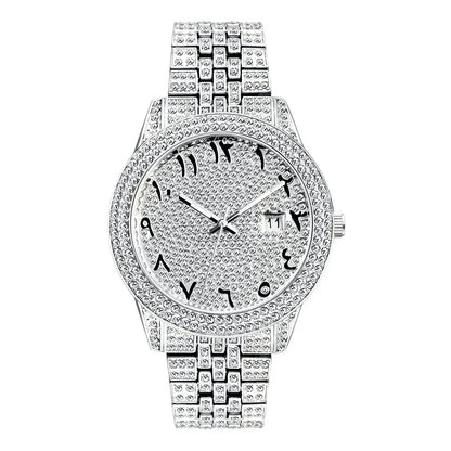 Luxury 18K Gold Men's Iced Out Watch | Full Stainless Steel Wristwatch | Luminous Waterproof Calendar Clock | Caratix - CaratixJewelry